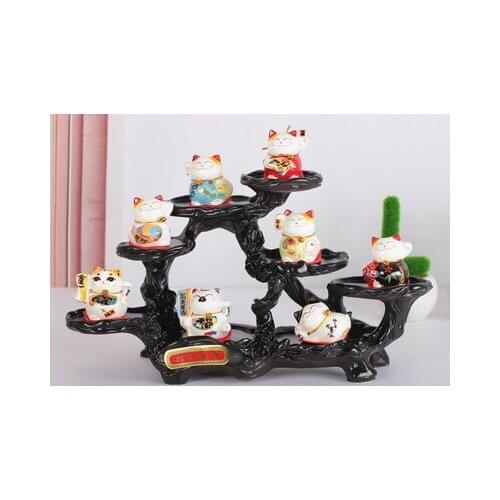 Plutus Place the car Mini porcelain Cute cat home sitting room store Opening birthday gift Crafts Arts decoration cute ornaments