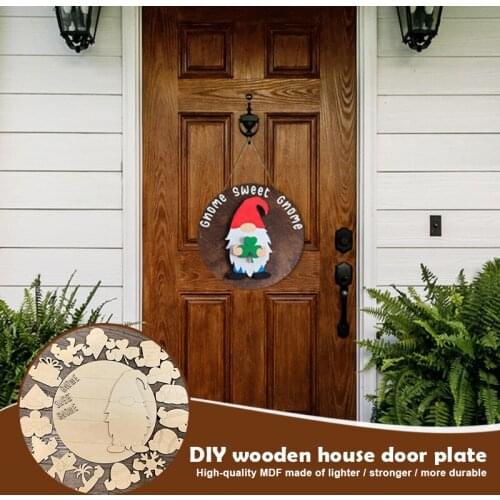 Cute Round Wooden Sign "Gnome Sweet Gnome" DIY Country Style House Plate Welcome Sign for House Door Decor SDF-SHIP
