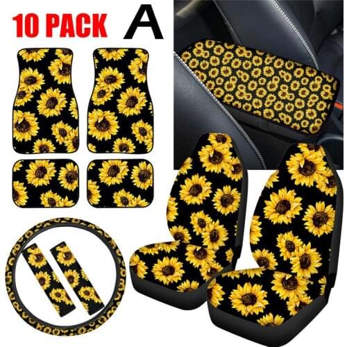 Fashion Flower Ice Silk Protector Cover Universal Car Seat Cover Mat Seat Cushion SummerCar Accessories Contain Foot Mats