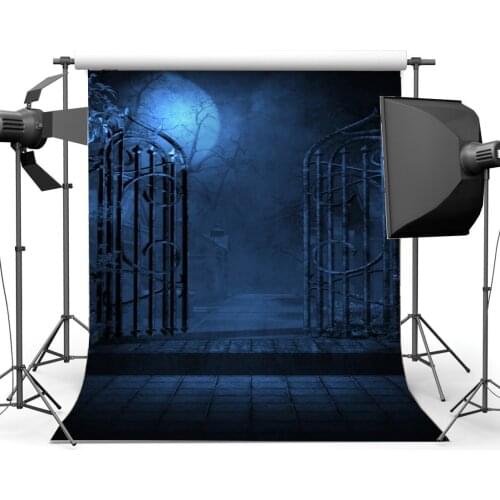 Gloomy Jungle Forest Backdrops Horror Halloween Night Vintage Metal Gate Haunted Castle Grunge Marble Photography Background