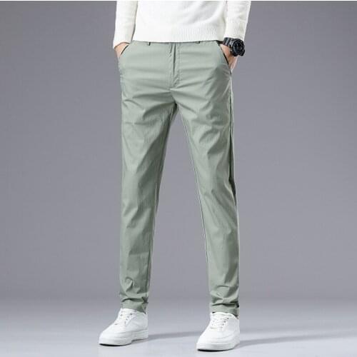 Pants Men 2021 New Mens Casual Pants Cotton Male Trousers Man Long Straight Blue Plus Size Pant Male Slim Business Suit Pants