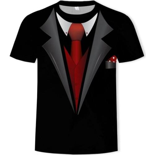 Fake two pieces Mens T-Shirts 3D Printed tshirt Short Sleeve Funny Design Casual Tops Tees Male Halloween t shirt shirt 6xl