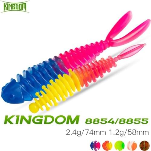Kingdom Worm Soft Fishing Lures 58mm 74mm Flexible Silicone Swimbait Jigging Lure For Bass Carp Pesca Leurre Bait Fishing Tackle