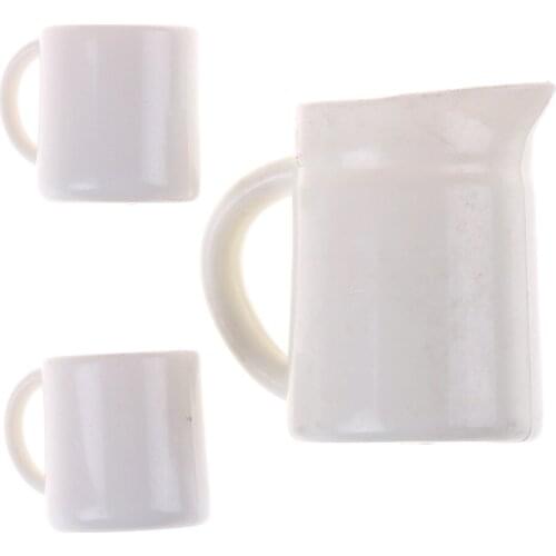 New 1set Mini Kawaii 1:12 Dolls House Miniature Cups Pot Set Dollhouse Direction Furniture Toys Coffee Tea Cups Accessories