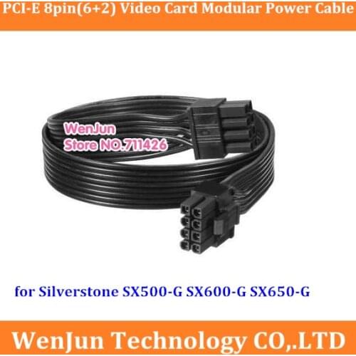 New 60cm black GPU 8Pin to 6+2Pin PCI-e Video Card modular power cable for Silverstone SX500-G SX600-G SX650-G