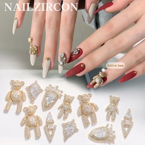 New pattern Zircon Alloy Decorations Luxury Rhinestones For Mobile Nails Bear Butterfly Tassel Chains Nail Jewelry Acce