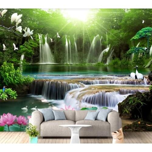 Papel de parede Flowing Water Makes Wealth Fumantang 3d wallpaper mural,iving room tv wall bedroom wall papers home decor