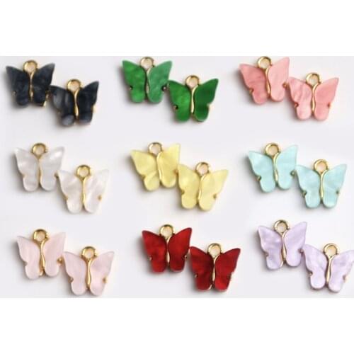 10pcs 13x13mm Acrylic Alloy Butterfly Charms Nacklace Pendants for Necklace Making DIY Jewelry Making Gifts Jewelry