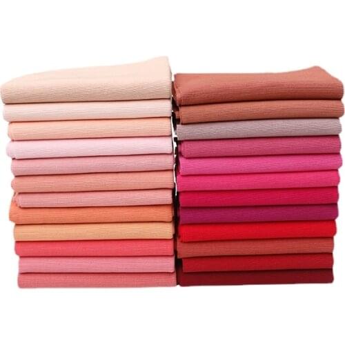 Width 43'' Color Simple Elastic Pure Cotton Knitted Fabric By The Yard For Collar Cuff Pants Accessories Material