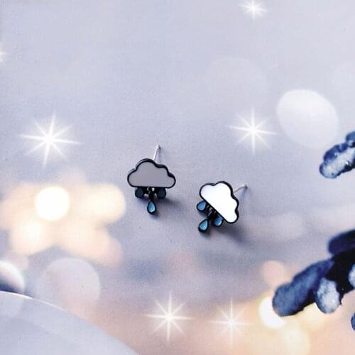 Simple and versatile water drop cloud earrings womens small cute sweet creative jewelry Valentines day gift souvenir