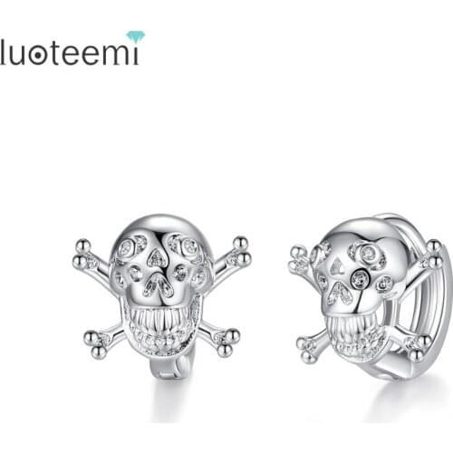 LUOTEEMI New Popular Skeleton-shaped Stud Earrings for Women Party Handmade Hip Pop Jewelry Two Colors Pendientes Christmas Gift