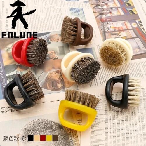 FnLune 1 Pcs Ring Design Horse Bristle Men Shaving Brush Plastic Portable Barber Beard Brushes Salon Face Cleaning Razor Brush
