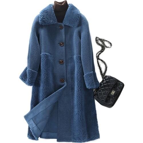 Women New Winter Real Fur Coat Soft Natural Sheep Shearing Wool Jacket Female Plush Genuine Lamb Fur Liner Overcoat Hiver