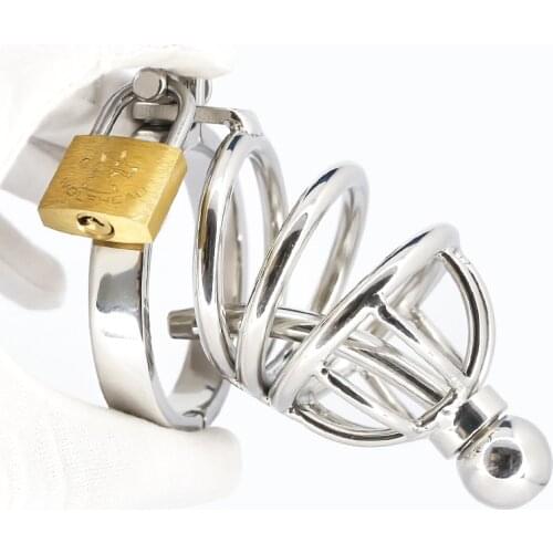 Stop Masturbation Chastity Cock Cage Urethral Catheter Lockable Ring Penis Rings Delay Ejaculation BDSM Adult Sex Toys For Men