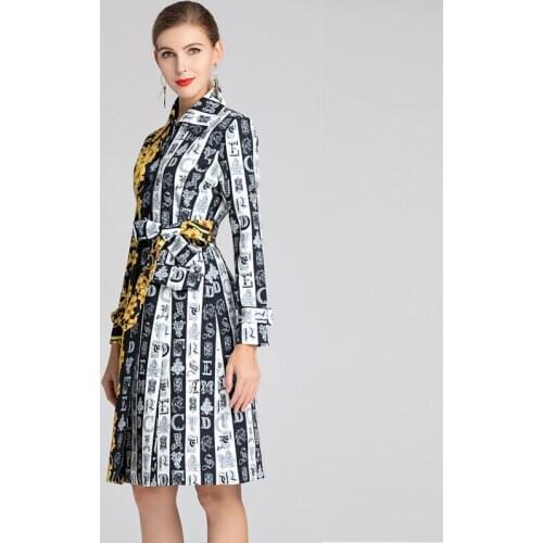Trench 2021 Spring Vintage Summer Runway Fashion Yellow Flower Strip Letter Print Designer Elegant Long Outerwear Coat