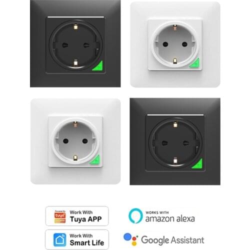 WIfi Smart Wall Socket 16A EU Power Plug for Tuya Smart Life APP Remote Control Automation Work With Alexa Google Home IFTTT