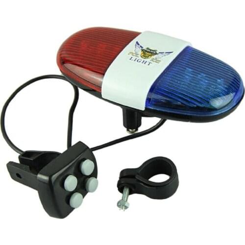 Bicycle Cycling 4 Tones 6 LED Electronic LED Warning Lights Siren Horn Beeper Bell