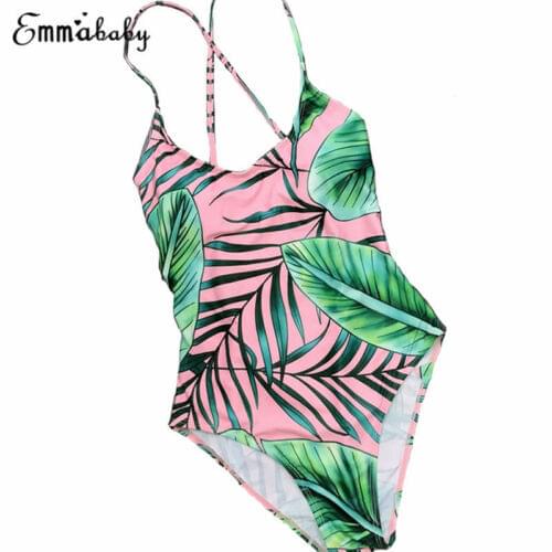 2019 Brand Mother Daughter Matching Girl Womens Floral Monokini Palm Leaves Shorts Swimwear Family Matching Swimsuit Beachwear