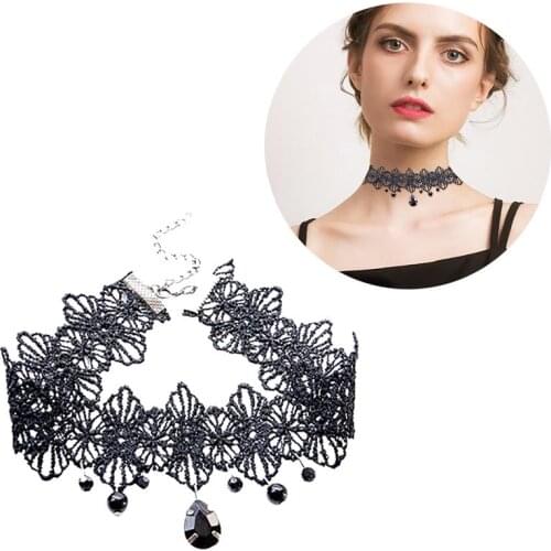 1pc Fashion Sexy Womens Gothic Choker Creative Adjustable Lace Charm Necklace Gothic Choker Clothing Accessories