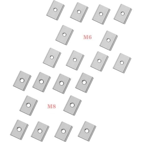 M4YD 10 Pcs M6/M8 T-Track Slider Sliding Nut Manganese Steel T Slot Nut Furniture Nut Tee Nuts for Profile Woodworking Tool