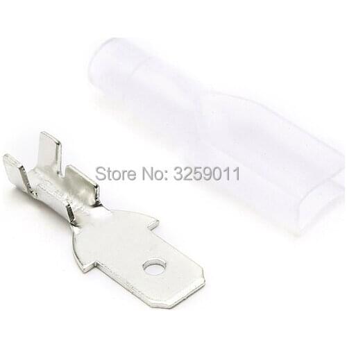 100PCS 4.8mm Brass Boat Car Speaker Circuit Board Male Connector Plug Spring Tinned Fittings Copper Terminal Block With Sheath