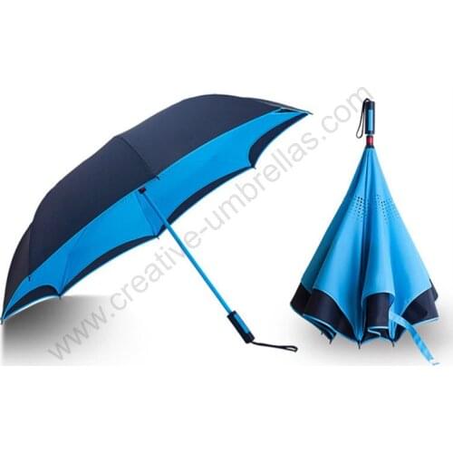 107cm 2-3 persons auto open self-defense Windproof Reverse hands-free car umbrella Double Layer Inverted standing parasol