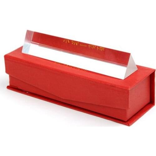 15CM Optical Glass Triple Triangular Prism Physics Teaching Light Spectrum Gift Box