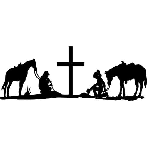 20cm*7.4cm Cowboy Cowgirl Home Rodeo Cross Horse Fashion Vinyl Decal Car Sticker Black/Silver S6-2804