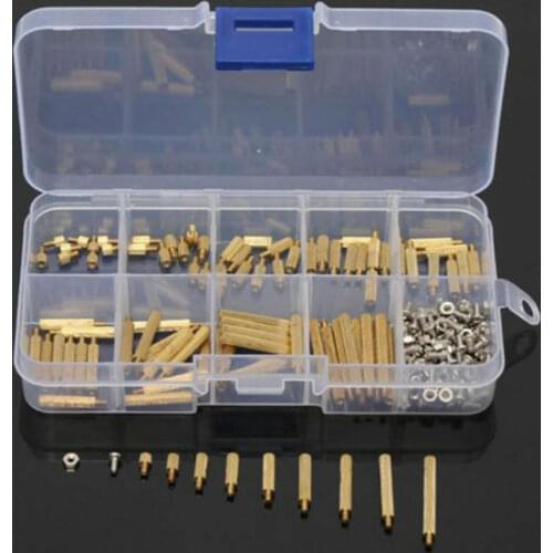 270Pcs M2 3-25mm Male to Female Brass PCB Standoff Screw Nut Assortment Kit Set