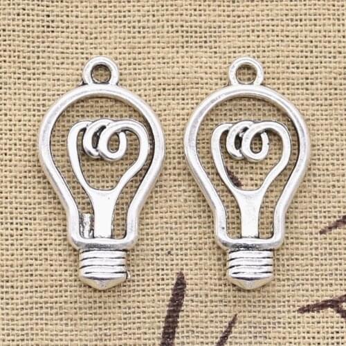 8pcs Charms Light Bulb 31x16mm Antique Silver Color Plated Pendants Making DIY Handmade Tibetan Silver Color Finding Jewelry