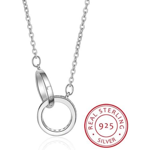 Free Shipping 925 Sterling Silver Circle Necklaces Pendants Women Necklaces&Pendants Jewelry Collar Colar de Plata 925