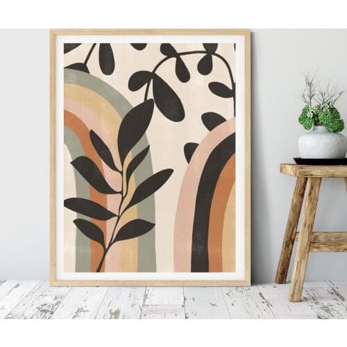 Boho Rainbow Plants Illustration Prints Mid Century Modern Wall Art Pictures Botanical Poster Canvas Painting Living Room Decor