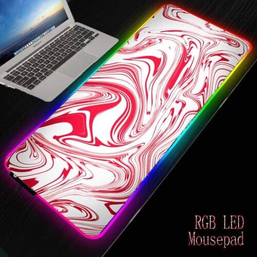 MRGBEST Red Marble Large 90x40cm Office Mousepad Mat RGB LED Mousepad Keyboard Compute Anime Desk Cushion for Tablet PC Notebook