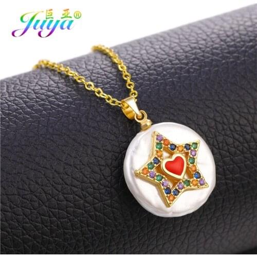 Juya Handicraft Shell Pearl Jewelry Supplies 24 Style Pearl Pendant Cubic Zirconia Gold Necklace For Women Collares De Moda 2019