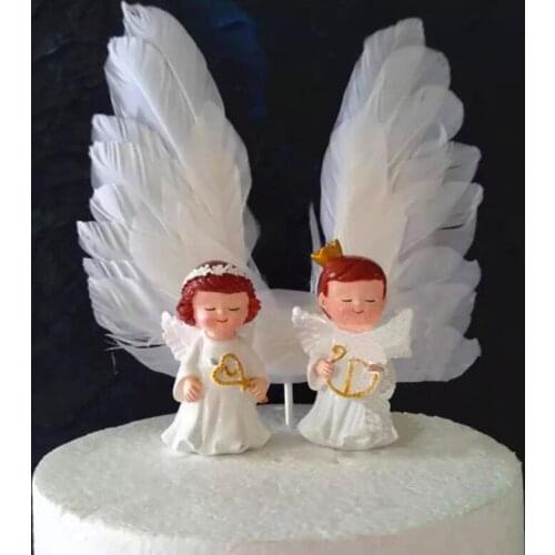 Angel Wings Cake Toppers Wedding Cupcake Cake Flag Party Decoration Happy Birthday Cake Insert Baking Decor Swan Feather Wing