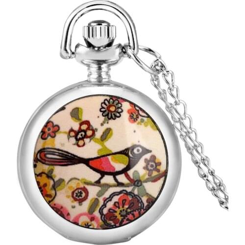 Tiny Exquisite Bird/Horse/Beautiful Lady Display Quartz Pocket Necklace Watch Gifts for Women
