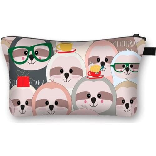 Funny Animal Small Makeup Bag Pouch Bag For Women And Girls sloth Printed Cosmetic Bag organizer for Travelling Cosmetic Cases