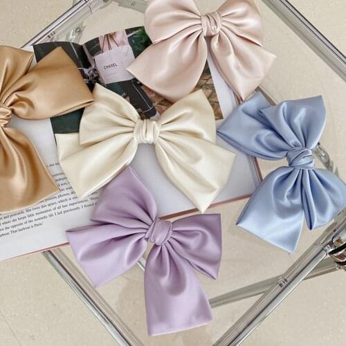 Fashion Big Bow Hairpin Cute Purple Barrette Pink Hair Clip Women Girls BB Hairgrip Korean Oversize Solid color Hair Accessories