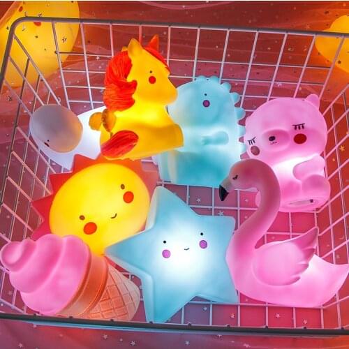 Cute Chlidren Night Light LED Moon Lamp Bedroom Decoration Dinosaur Unicorn Star Cloud Nightlight Kids Christmas Gift Birthday