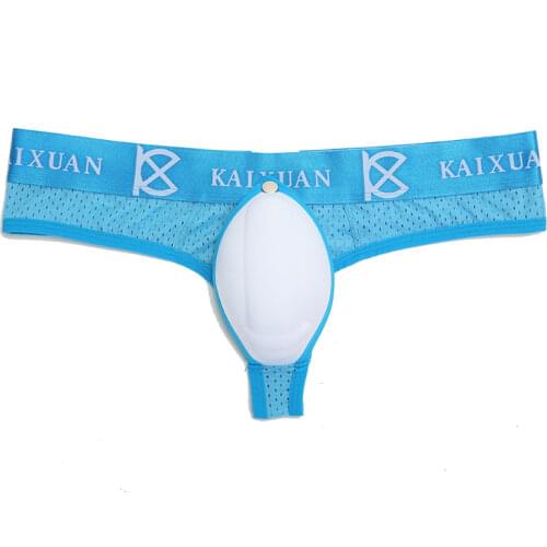 Men Sexy Thong Padded Penis Pouch Underwear G String Enhance Pad Underpants Hombre Erotic Panties