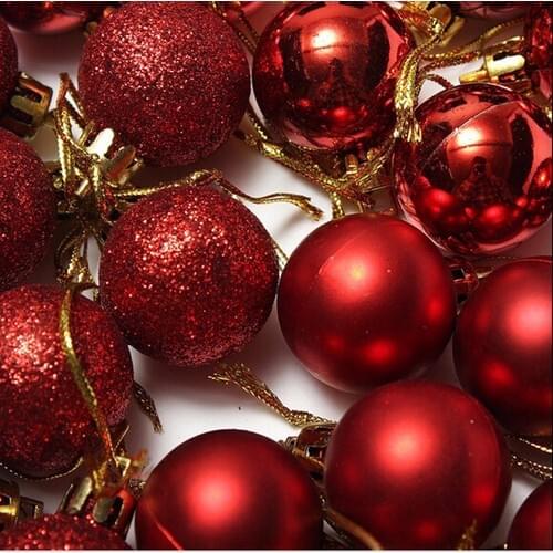 Christmas Christmas 2020 Christmas tree decor ball 24 PCs set Red Color