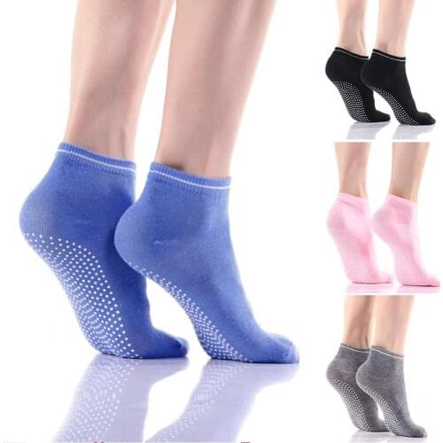 Yoga Socks Anti slip Silicone Gym Pilates Ballet Socks Fitness Sport Socks Women Cotton Breathable Elasticity 5 Colour Free Size