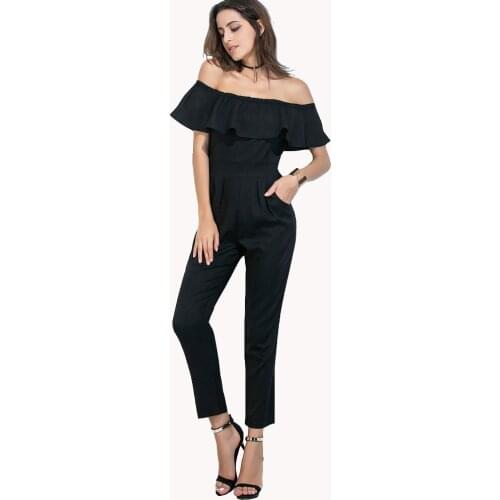 2017 latest autumn casual Siamese trousers fashion solid sexy collar women pants jumpsuit