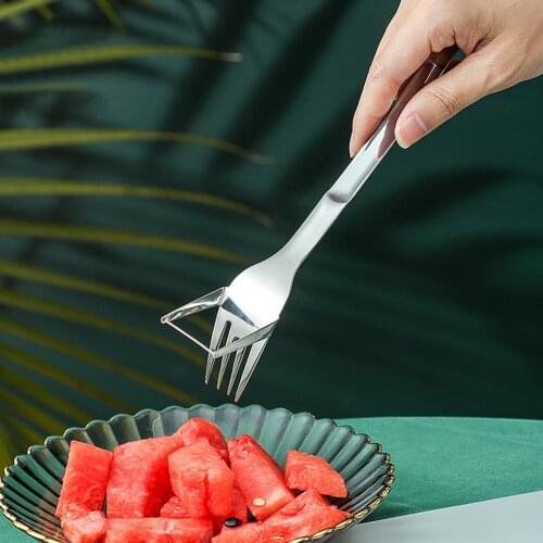 Watermelon Slicer Stainless Steel Melon Cutter Fruit Fork Watermelon Slicing Tool Fruit Vegetable Tools Kitchen Gadgets