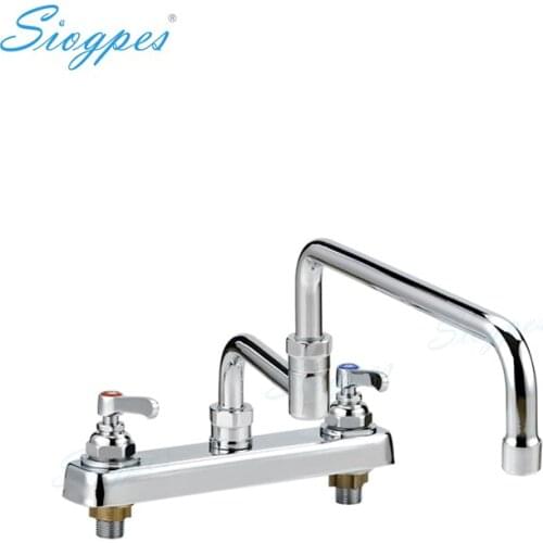 OEM & ODM 8" Double Holes Deck Mount Commercial Pantry Kitchen Workboard Faucet with Swivel Joint Nozzle