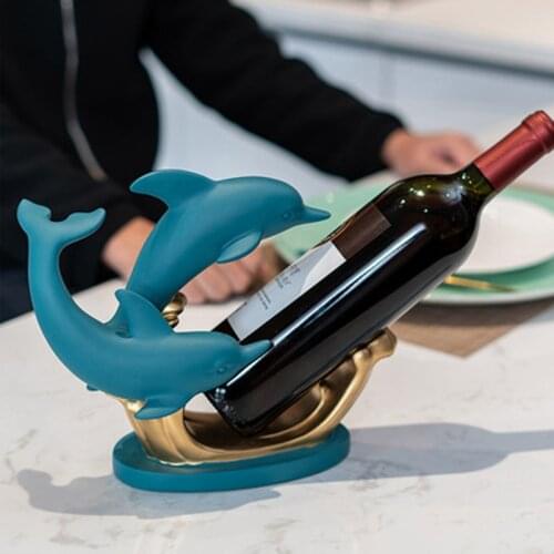 Animal Dolphin Wine Wineglass Rack Holder Resin Ornaments European Creative Home Office Living Room TV Wine Cabinet Decor