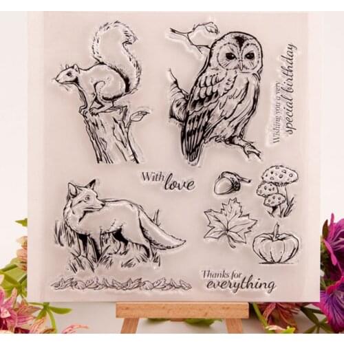 Owl Squirrel Fox Transparent Clear Silicone Stamp Seal Cutting DIY Scrapbook Rubber Coloring Embossing Diary Decoration Reusable