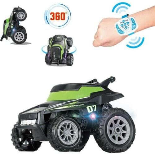 RC Stunt Car Toy Electronic Watch Remote Control Stunt Car With LED Light 360-degree Tumble Rotation RC Road Vehicle Toy For Kid