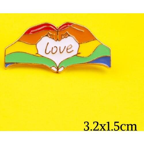 Rainbow Love gestur Enamel Pins Love Is Love Brooches Heart Yeh Finger Pin Brooch Metal Pins Badge flag Planet Lapel Jewelry Gif