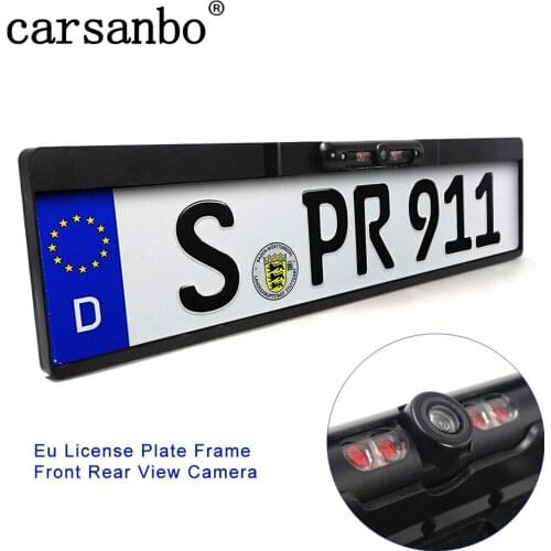 EU License Plate Frame Front Rear View Camera Infrared Light Night Vision Car Camera with 2.4G Wireless Transmitter and Receiver